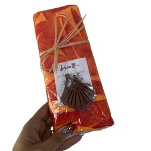 NIP J-Len T's Samoan Orange Lavalava Fa'a-Laupaogo Design Pareu Wooden Earrings